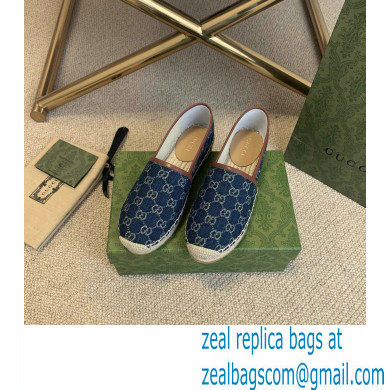 Gucci Washed GG Jacquard Denim Espadrilles Dark Blue 2021