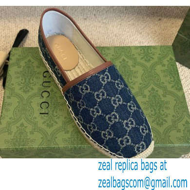 Gucci Washed GG Jacquard Denim Espadrilles Dark Blue 2021