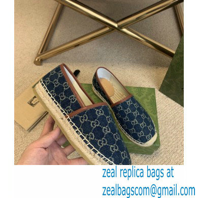 Gucci Washed GG Jacquard Denim Espadrilles Dark Blue 2021 - Click Image to Close