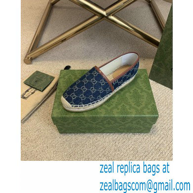 Gucci Washed GG Jacquard Denim Espadrilles Dark Blue 2021 - Click Image to Close