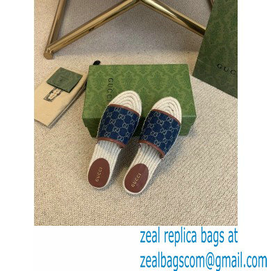 Gucci Washed GG Jacquard Denim Espadrilles Slides Dark Blue 2021 - Click Image to Close