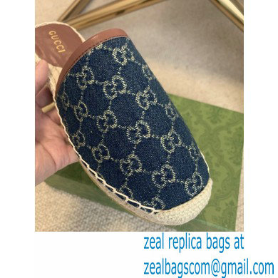 Gucci Washed GG Jacquard Denim Espadrilles Slippers Dark Blue 2021 - Click Image to Close