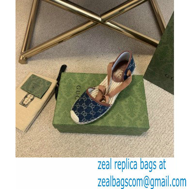 Gucci Washed GG Jacquard Denim Wedge Platform 10cm Espadrilles Dark Blue 2021 - Click Image to Close