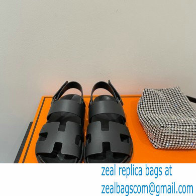 Hermes Takara Sandals Top Quality Black 2021 - Click Image to Close