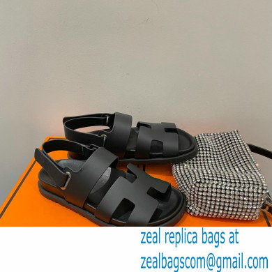 Hermes Takara Sandals Top Quality Black 2021 - Click Image to Close