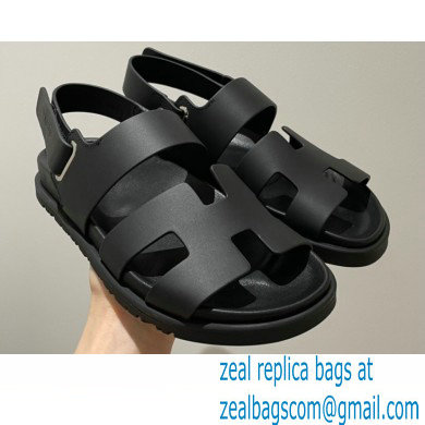 Hermes Takara Sandals Top Quality Black 2021 - Click Image to Close