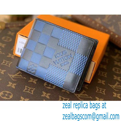 Louis Vuitton Damier Infini 3D Leather Multiple Wallet N60440 Blue 2021