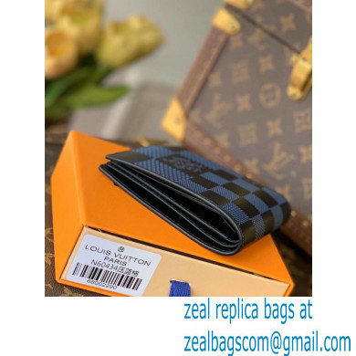 Louis Vuitton Damier Infini 3D Leather Multiple Wallet N60440 Blue 2021 - Click Image to Close