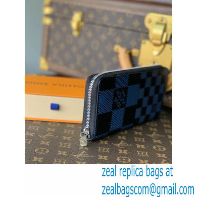 Louis Vuitton Damier Infini 3D Leather Zippy Wallet Vertical N60442 Blue 2021