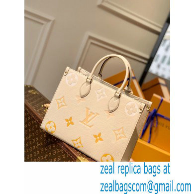 Louis Vuitton Monogram Empreinte Leather OnTheGo MM Tote Bag M45717 Cream/Saffron By The Pool Capsule Collection 2021