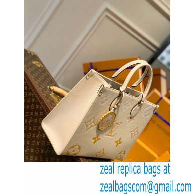 Louis Vuitton Monogram Empreinte Leather OnTheGo MM Tote Bag M45717 Cream/Saffron By The Pool Capsule Collection 2021 - Click Image to Close