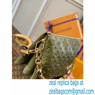 Louis Vuitton Monogram-embossed Lambskin Coussin MM Bag M57782 Khaki Green 2021 - Click Image to Close