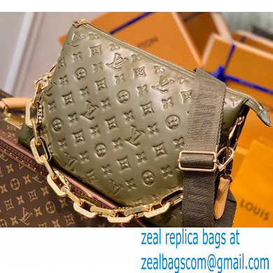 Louis Vuitton Monogram-embossed Lambskin Coussin MM Bag M57782 Khaki Green 2021 - Click Image to Close