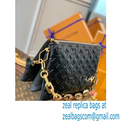 Louis Vuitton Monogram-embossed Lambskin Coussin MM Bag M57783 Black 2021 - Click Image to Close