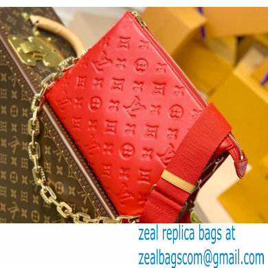 Louis Vuitton Monogram-embossed Lambskin Coussin PM Bag M57792 Red 2021