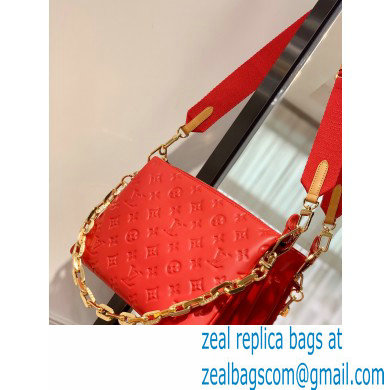 Louis Vuitton Monogram-embossed Lambskin Coussin PM Bag M57792 Red 2021