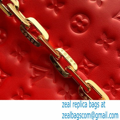 Louis Vuitton Monogram-embossed Lambskin Coussin PM Bag M57792 Red 2021