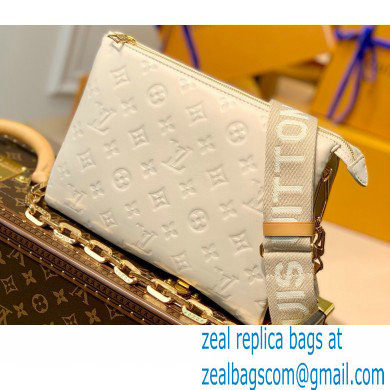Louis Vuitton Monogram-embossed Lambskin Coussin PM Bag M57793 Cream 2021