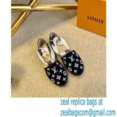 Louis Vuitton Monogram-embroidered Canvas Starboard Flat Espadrilles Black 2021 - Click Image to Close