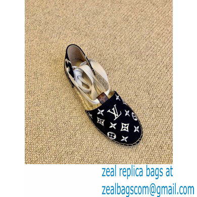 Louis Vuitton Monogram-embroidered Canvas Starboard Flat Espadrilles Black 2021 - Click Image to Close