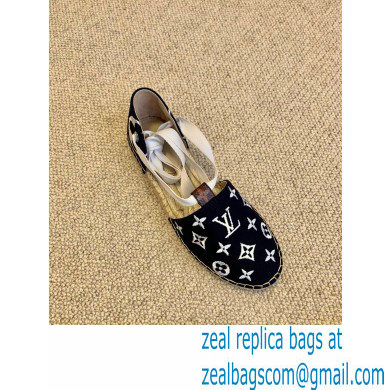 Louis Vuitton Monogram-embroidered Canvas Starboard Flat Espadrilles Black 2021