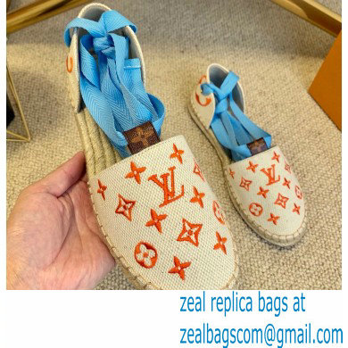 Louis Vuitton Monogram-embroidered Canvas Starboard Flat Espadrilles Orange 2021