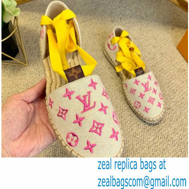 Louis Vuitton Monogram-embroidered Canvas Starboard Flat Espadrilles Pink 2021