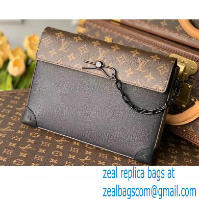 Louis Vuitton Taiga Leather Pochette Voyage Steamer Bag M30583 Black 2021