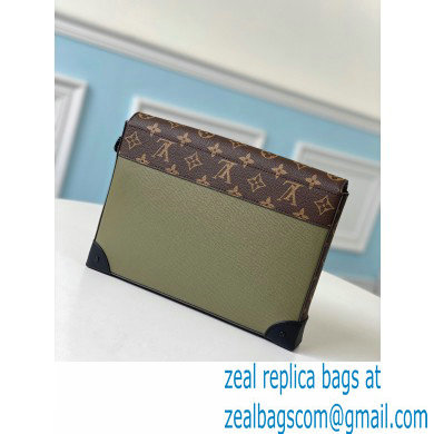 Louis Vuitton Taiga Leather Pochette Voyage Steamer Bag M30583 Khaki Green 2021
