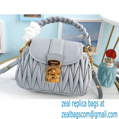 Miu Miu Coffer Matelasse Nappa Leather HandBag 5BH188 Light Blue - Click Image to Close