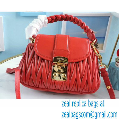 Miu Miu Coffer Matelasse Nappa Leather HandBag 5BH188 Red - Click Image to Close