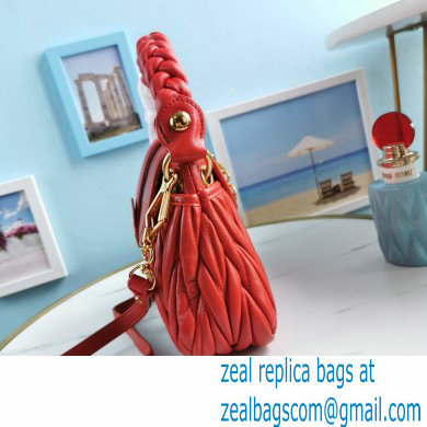 Miu Miu Coffer Matelasse Nappa Leather HandBag 5BH188 Red - Click Image to Close