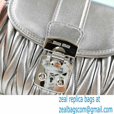 Miu Miu Coffer Matelasse Nappa Leather HandBag 5BH188 Silver - Click Image to Close