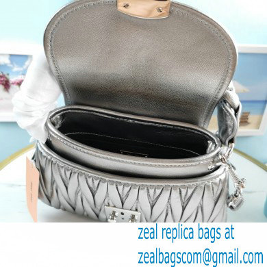 Miu Miu Coffer Matelasse Nappa Leather HandBag 5BH188 Silver - Click Image to Close