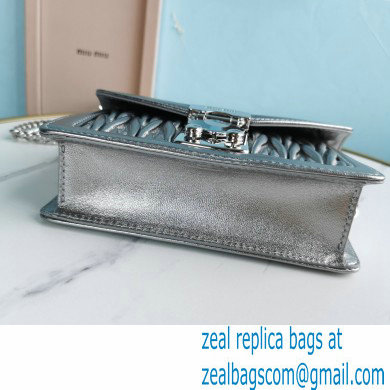 Miu Miu Confidential Matelasse Nappa Leather Bag 5BH099 Silver - Click Image to Close