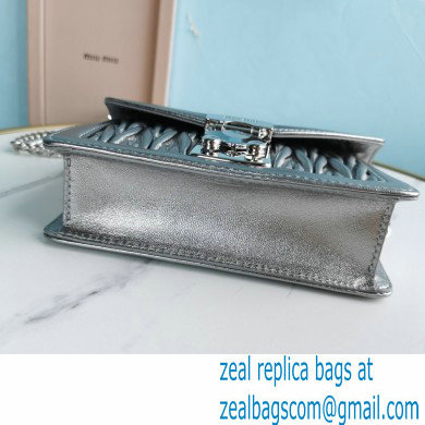 Miu Miu Confidential Matelasse Nappa Leather Bag 5BH099 Silver