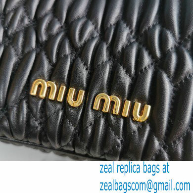 Miu Miu Crystal Cloque Nappa Leather Bucket Bag 5BE050 Black - Click Image to Close