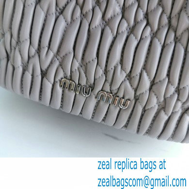 Miu Miu Crystal Cloque Nappa Leather Bucket Bag 5BE050 Gray