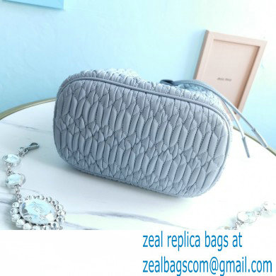 Miu Miu Crystal Cloque Nappa Leather Bucket Bag 5BE050 Light Blue - Click Image to Close