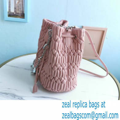 Miu Miu Crystal Cloque Nappa Leather Bucket Bag 5BE050 Pink - Click Image to Close