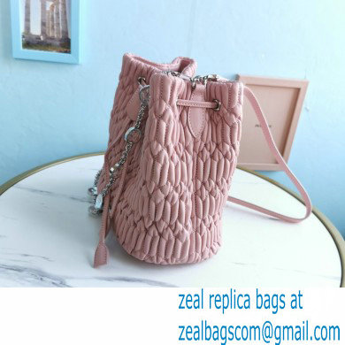 Miu Miu Crystal Cloque Nappa Leather Bucket Bag 5BE050 Pink