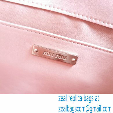 Miu Miu Crystal Cloque Nappa Leather Bucket Bag 5BE050 Pink - Click Image to Close