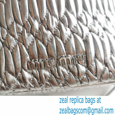Miu Miu Crystal Cloque Nappa Leather Bucket Bag 5BE050 Silver - Click Image to Close