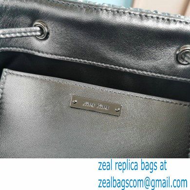 Miu Miu Crystal Cloque Nappa Leather Bucket Bag 5BE050 Silver