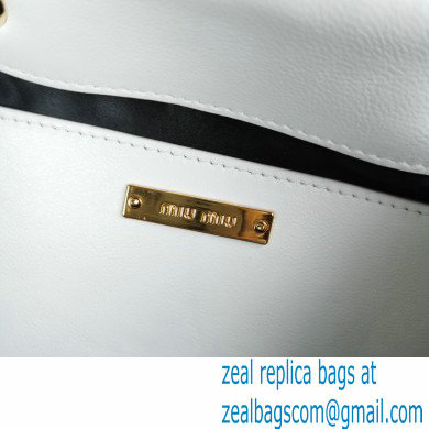 Miu Miu Crystal Cloque Nappa Leather Bucket Bag 5BE050 White