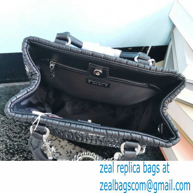 Miu Miu Crystal Cloque Nappa Leather HandBag 5BA067 Black