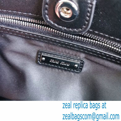 Miu Miu Crystal Cloque Nappa Leather HandBag 5BA067 Black - Click Image to Close