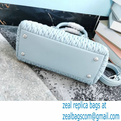 Miu Miu Crystal Cloque Nappa Leather HandBag 5BA067 Light Blue - Click Image to Close