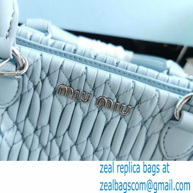 Miu Miu Crystal Cloque Nappa Leather HandBag 5BA067 Light Blue