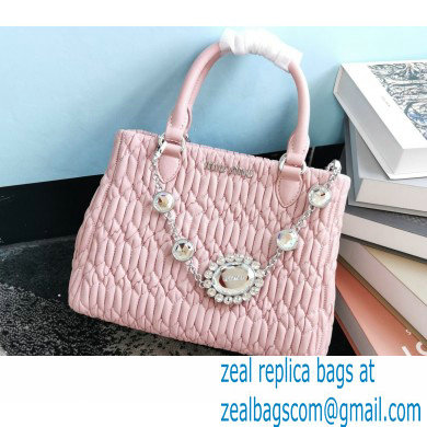 Miu Miu Crystal Cloque Nappa Leather HandBag 5BA067 Pink